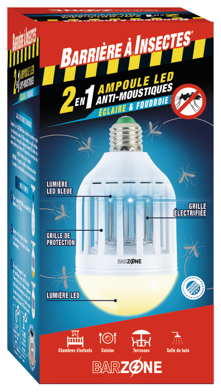 BARRIERE A INSECTES® BARZONE AMPOULE LED ANTI-MOUSTIQUES 2 EN 1 BARRIERE A INSECTES® code EAN 3167770213119 