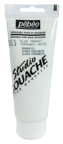 Peinture gouache 1 tube de 100 ml blanc permanent