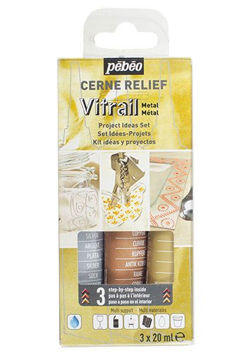 Kit 3 cernes relief vitrail métal - pébéo - pei...
