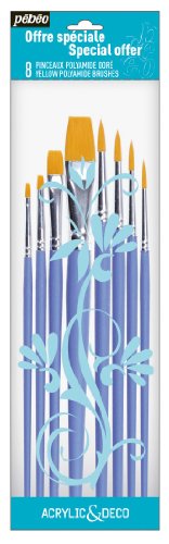 951160 1 pochette de 8 pinceaux plat polyamide ...