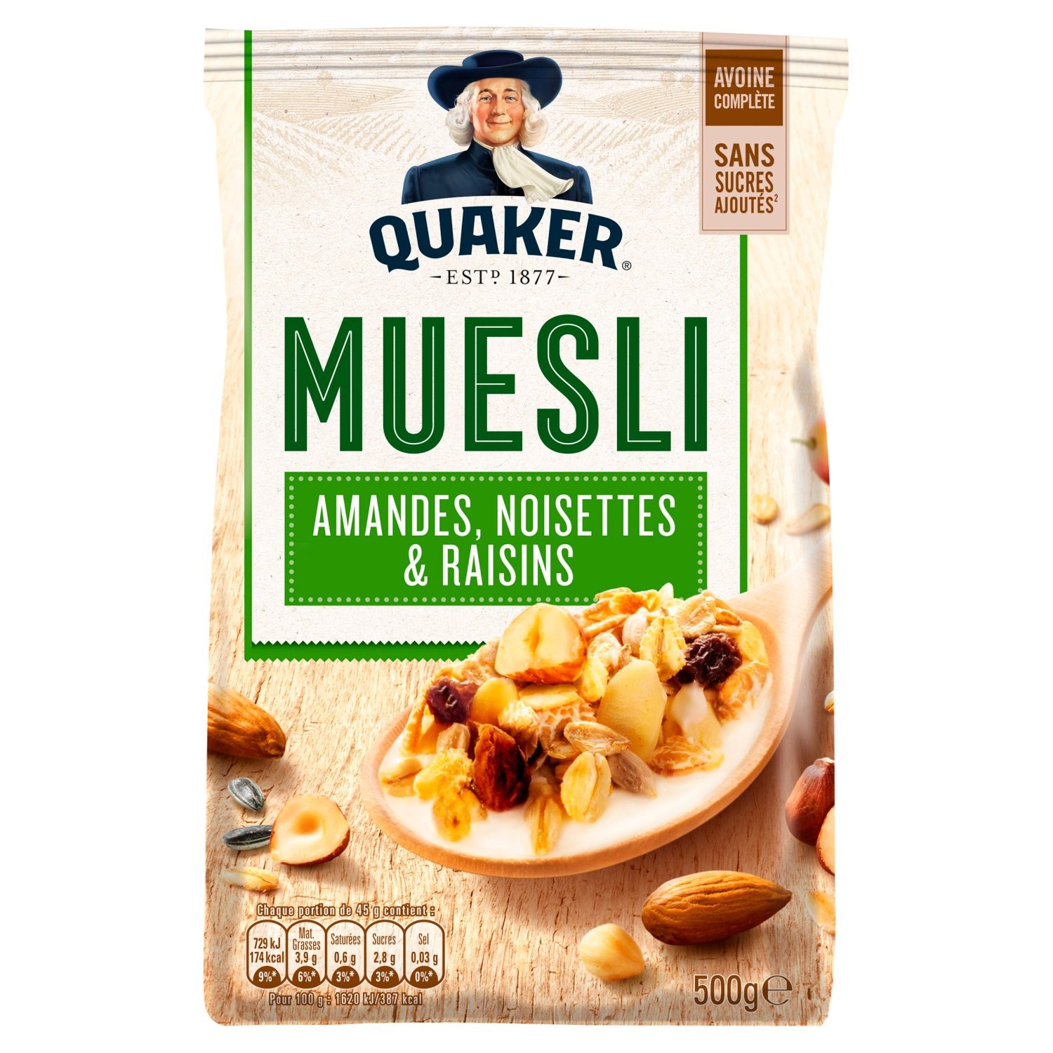 Céréales Muesli Amandes, noisettes & raisins QU...
