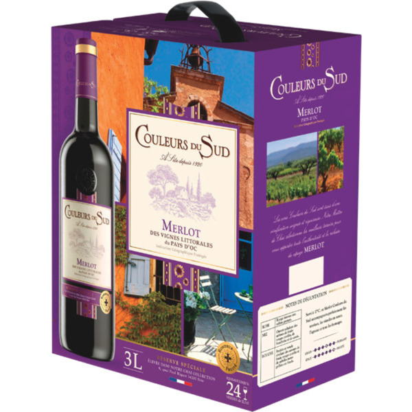COULEURS DU SUD IGP PAYS D'OC MERLOT ROUGE
COULEURS DU SUD code EAN 3170870008882 