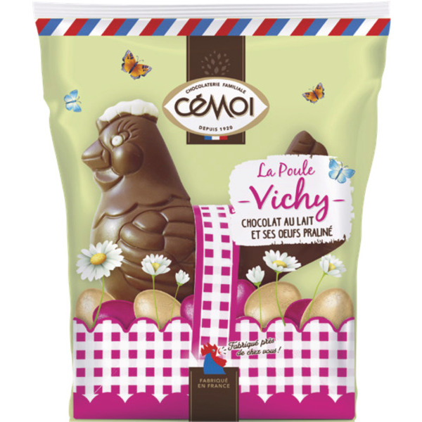 POULE VICHY LAIT GARNIE ŒUFS PRALINÉ
