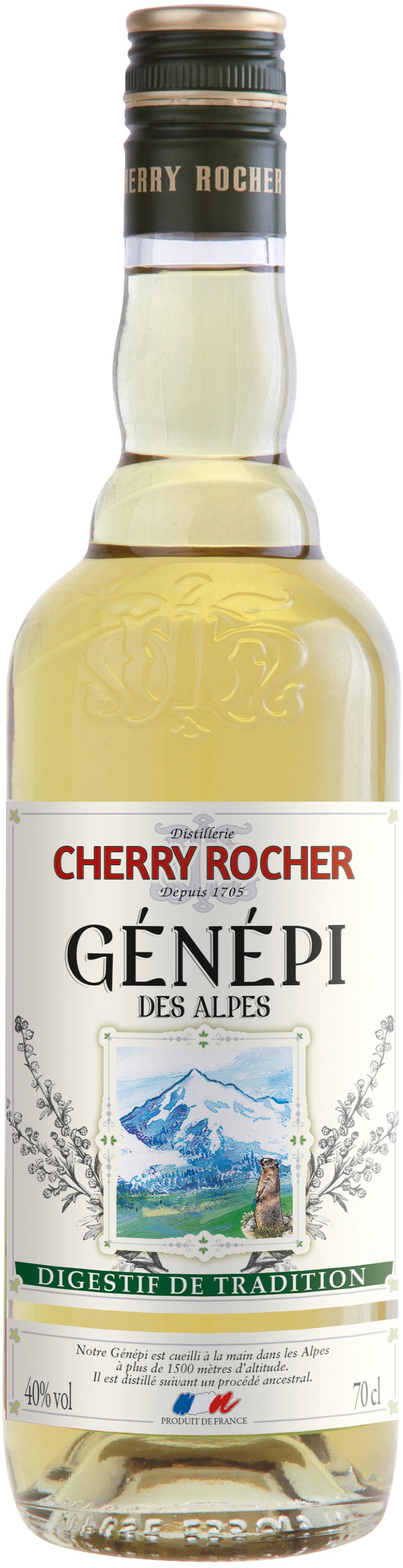 DISTILLERIE CHERRY ROCHER DIGESTIF GÉNÉPI DES ALPES code EAN 3173862120319 