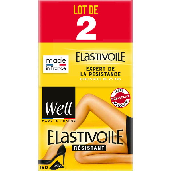 WELL Lot de 2 collants "Elastivoile" Résistant. code EAN 3174550294015 