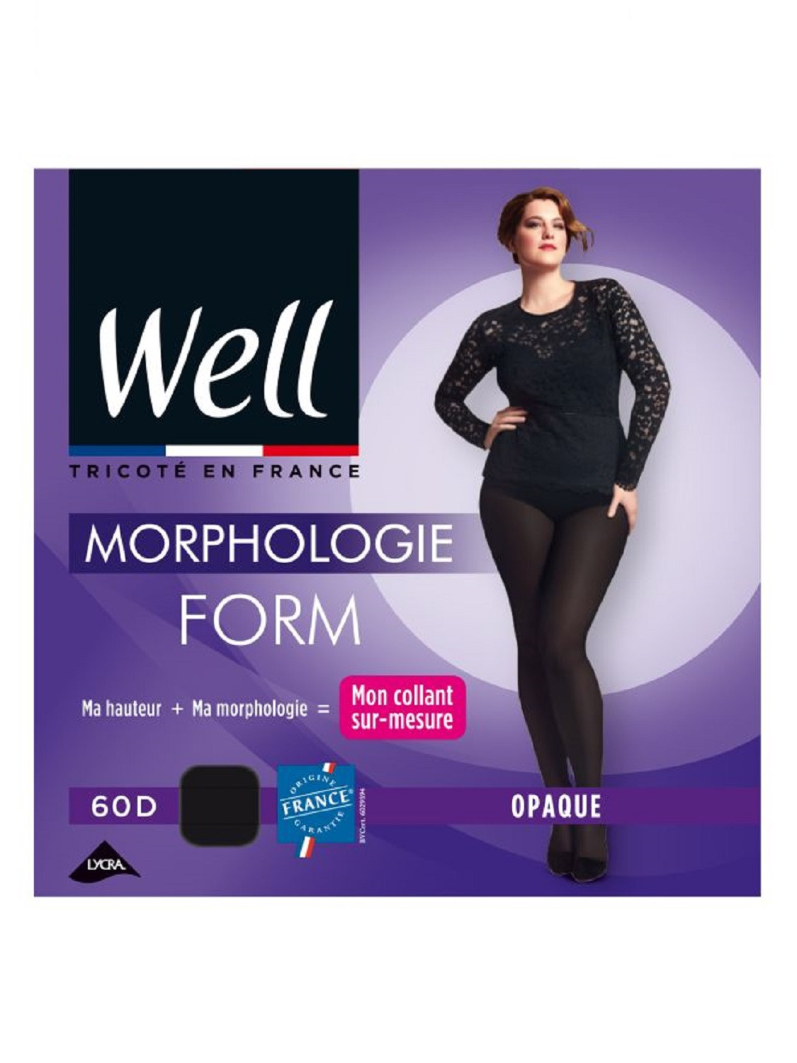 Collant femme noir opaque 60DT4 WELL