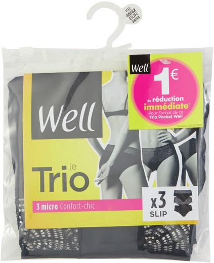 POCHETTE DE 3 SLIPS TRIO DENTELLE MICRO WELL