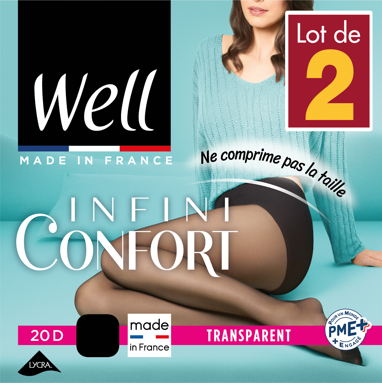  LOT DE 2 COLLANTS INFINI CONFORT TRANSPARENT 20D WELL code EAN 3174551582661 