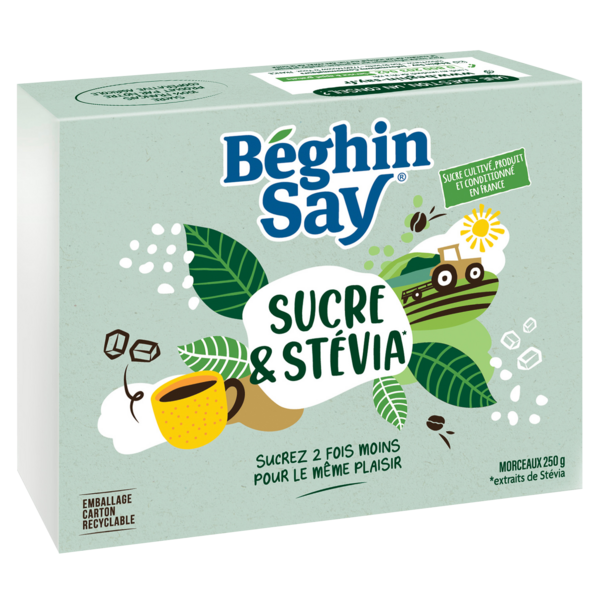 Morceaux de sucre et stevia