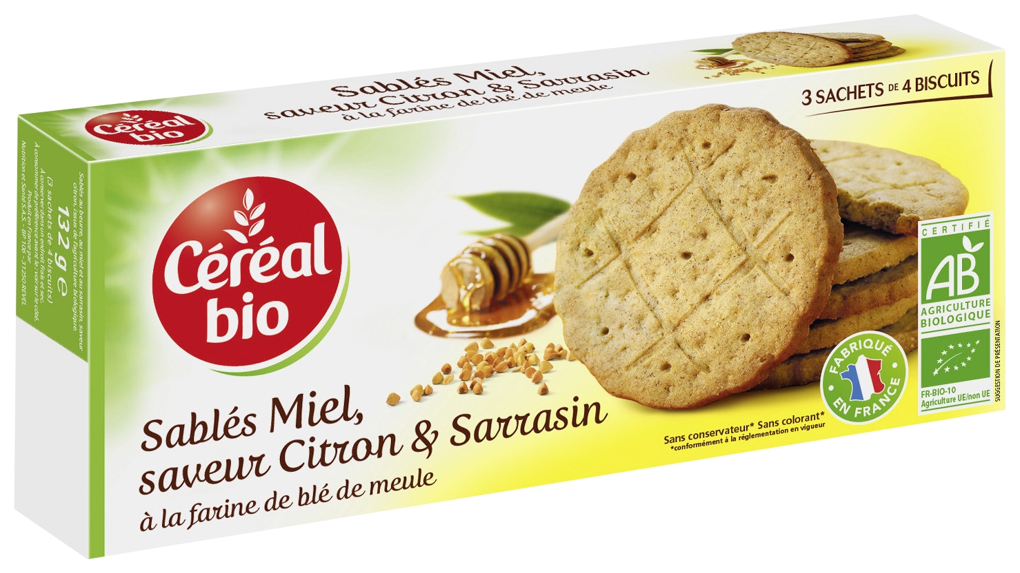 Sablés miel, saveur citron & sarrasin Céréal Bio