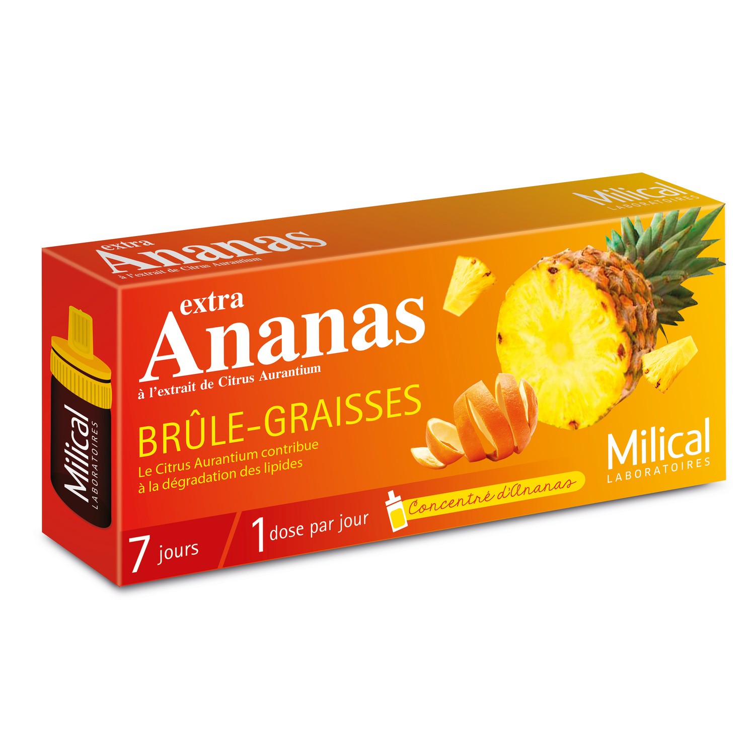 Brûle-Graisses liquide goût Ananas 7 jours MILICAL
