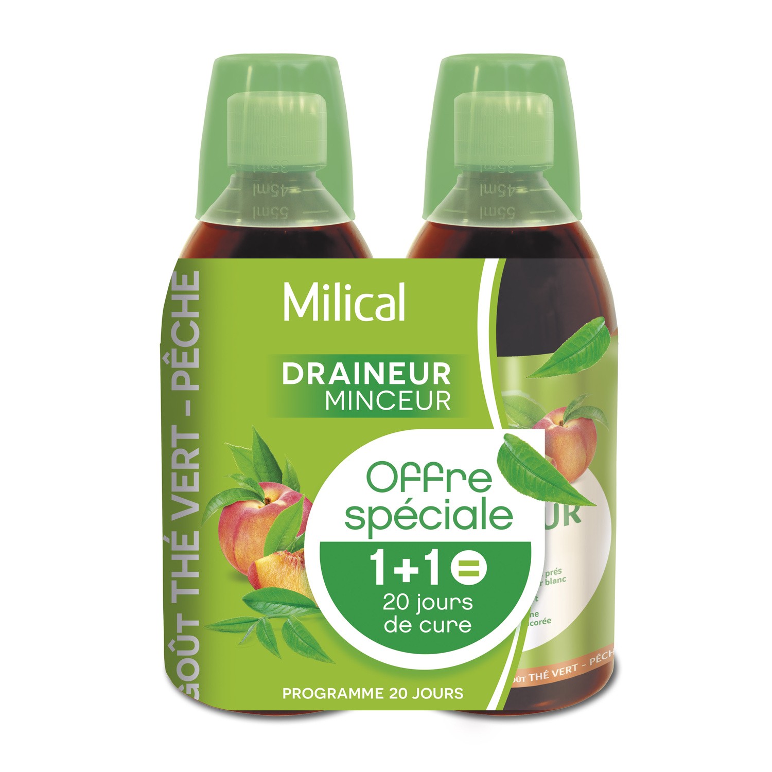 Draineur minceur goût thé vert-pêche MILICAL 3175681233331 MILICAL Draineur minceur goût thé vert-pêche MILICAL 3175681233331 MILICAL
