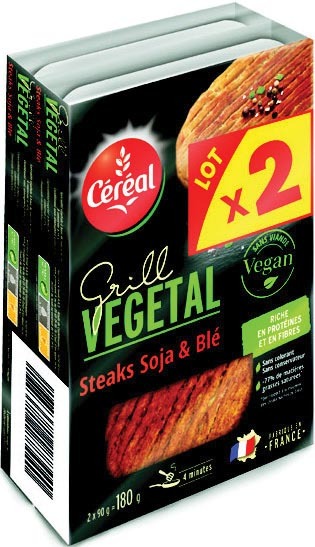 GRILL VÉGÉTAL STEAKS SOJA & BLÉ “CÉRÉAL”