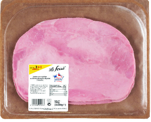 JAMBON CUIT AU TORCHON DÉCOUENNÉ DÉGRAISSÉ "LE FOUÉ" 3177340014565 
