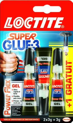  LOT DE 3 TUBES DE COLLE SUPERGLUE(2)(6) “POWERFLEX” code EAN 3178040648524 