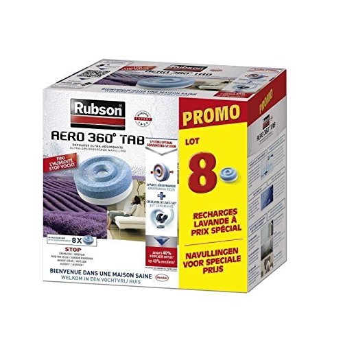 RUBSON Lot de 8 recharges absorbeur Lavande