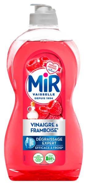 MIR LIQUIDE VAISSELLE VINAIGRE & FRAMBOISE DÉGRAISSAGE EXPERT
MIR code EAN 3178041363853 