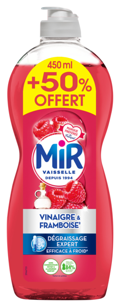 MIR VAISSELLE LIQUIDE VAISSELLE VINAIGRE & FRAMBOISE 450 ML
 code EAN 3178041364065 