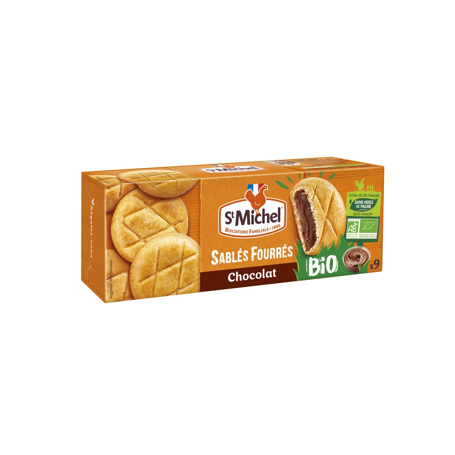 Biscuits sablés fourrés chocolat bio ST MICHEL