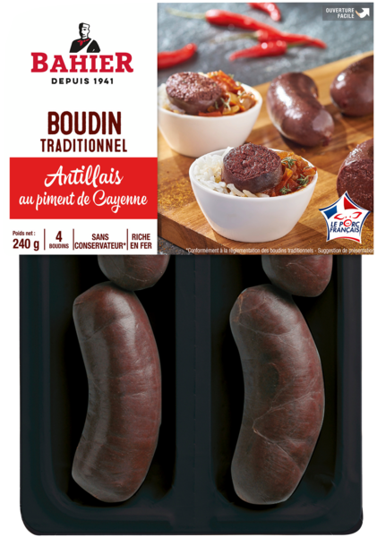 BAHIER Boudin Noir Antillais Bahier code EAN 3180054549001 