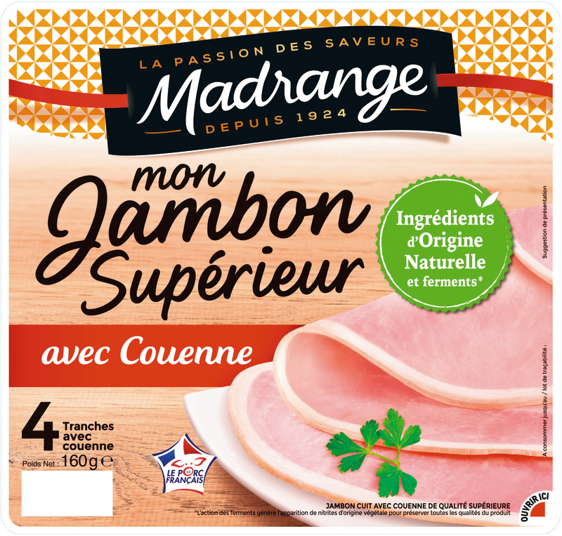 JAMBON LE GOURMET AVEC COUENNE 4 TRANCHES Madrange