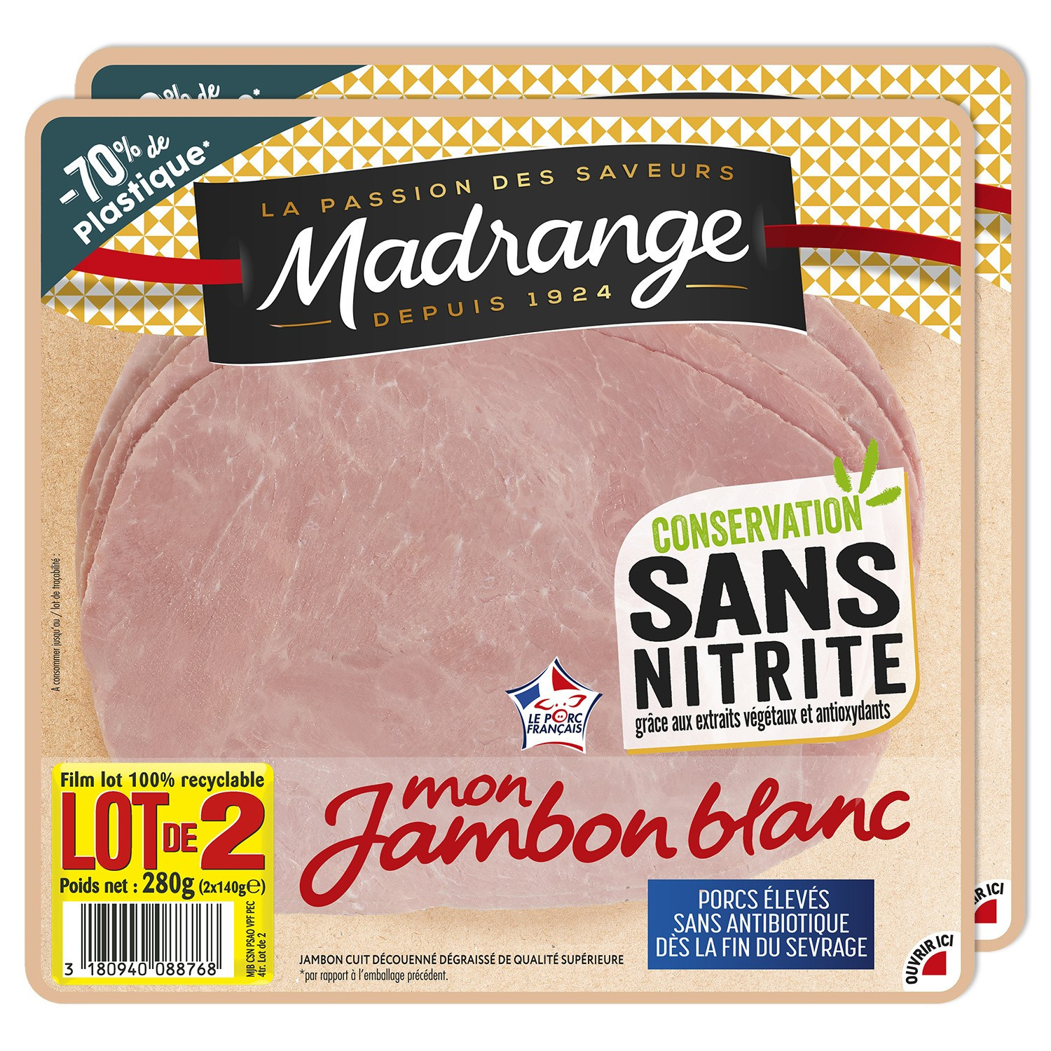 Jambon conservation sans nitrite sans couenne M...