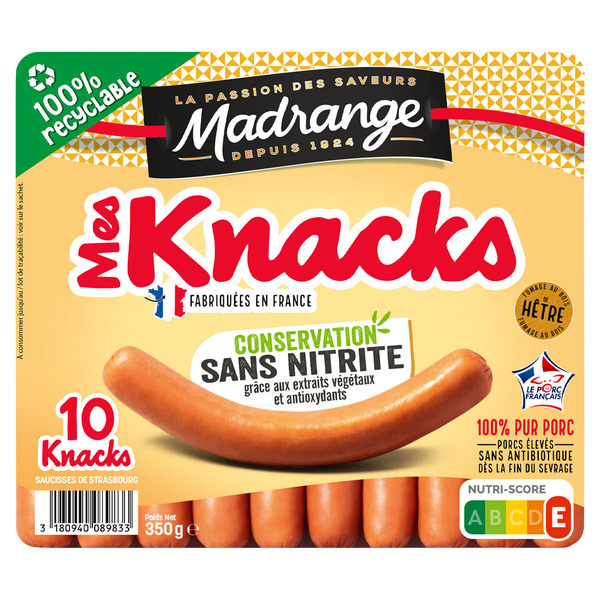 Saucisses Mes Knacks conservation sans nitrite
