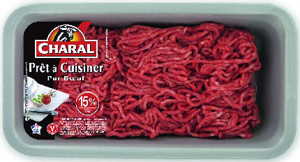  VIANDE HACHÉ DE BOEUF 15% MAT. GR.* “CHARAL” code EAN 3181232120555 