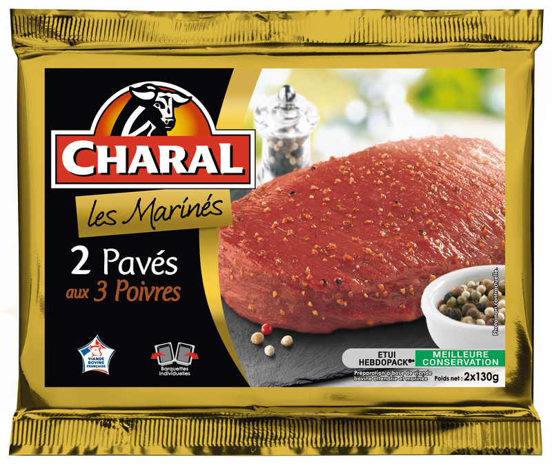 VIANDE BOVINE : 2 PAVÉS AUX 3 POIVRES Charal
