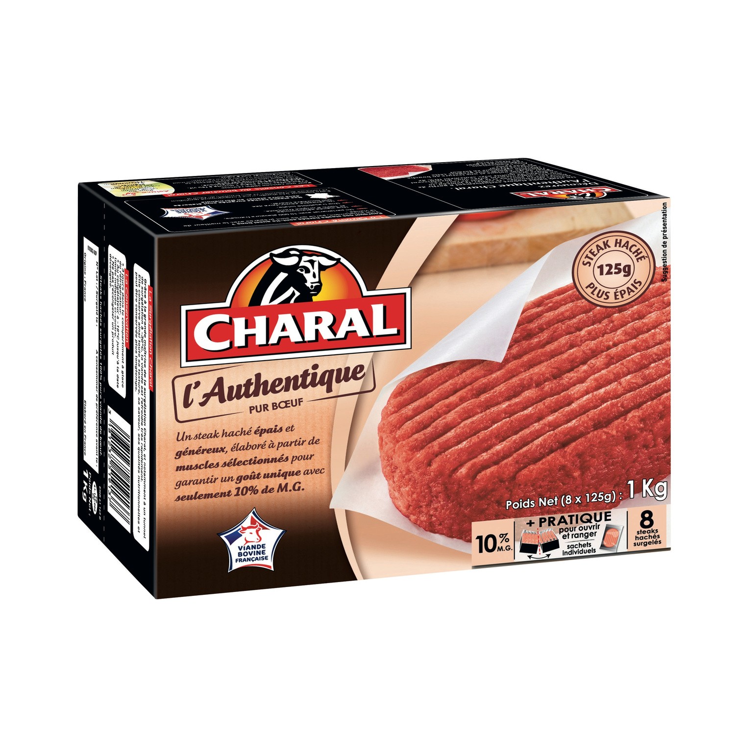 CHARAL Steak haché pur bœuf 10% MG CHARAL code EAN 3181232519137 
