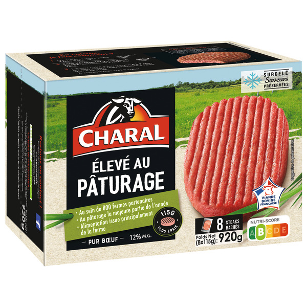 STEAK HACHÉ ÉLEVÉ AU PÂTURAGE SURGELÉ 
