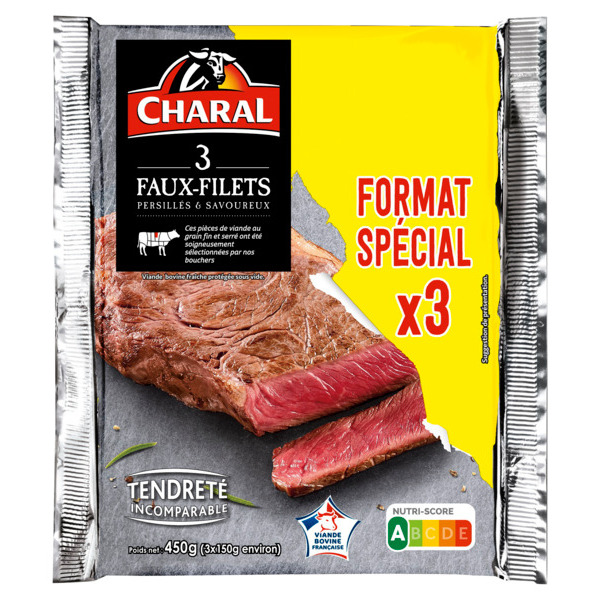 VIANDE BOVINE : 3 FAUX-FILETS *** A GRILLER 
