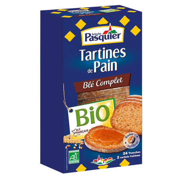 Tartines de pain blé complet Bio