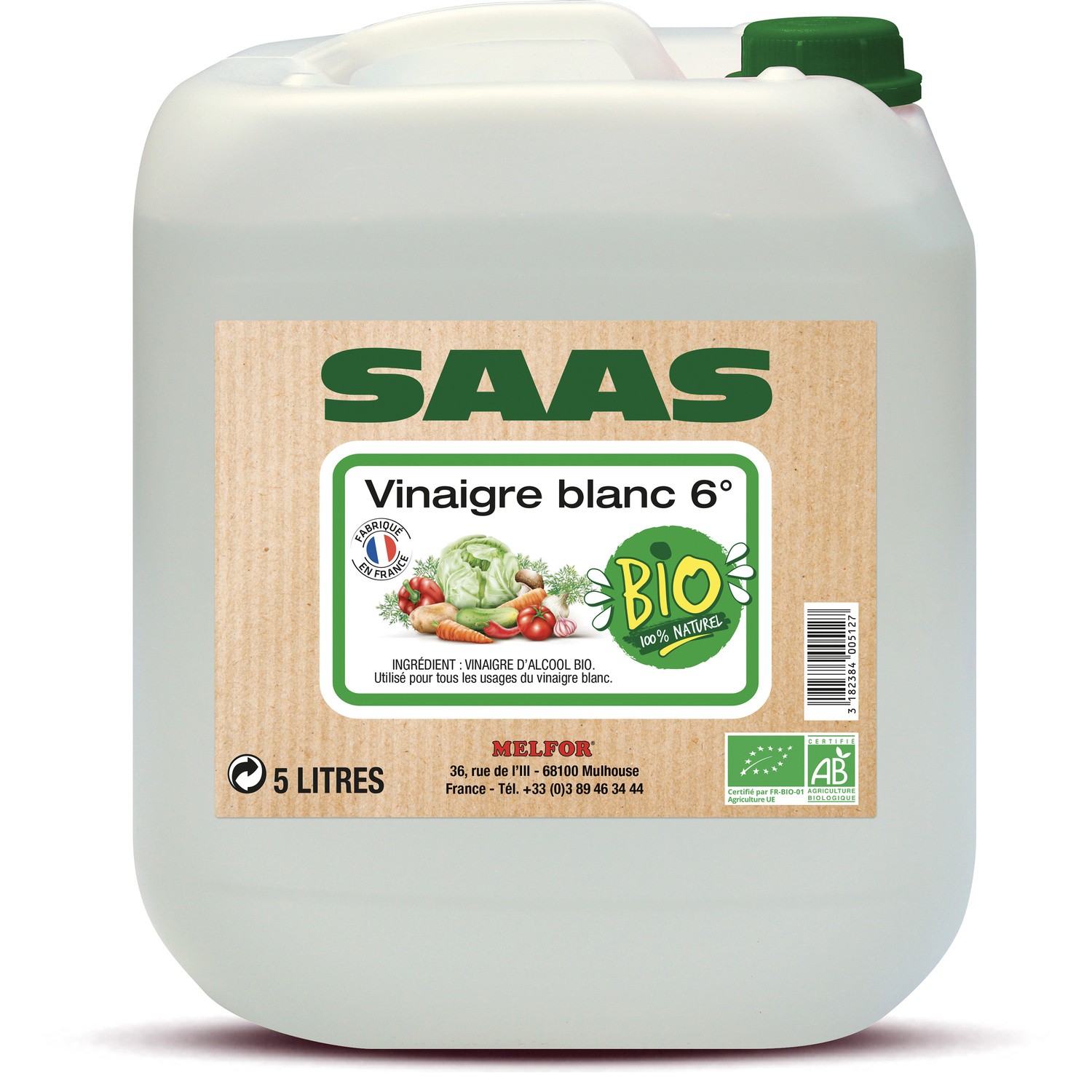 Vinaigre d'alcool blanc Bio SAAS