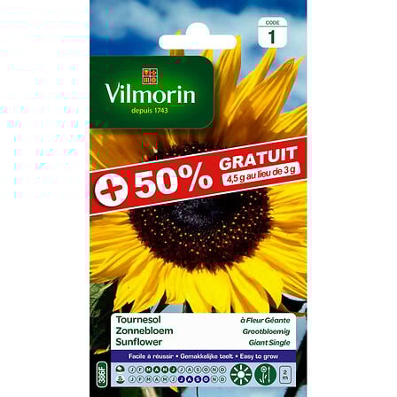Sachet graines Soleil tournesol fleur géante 50...