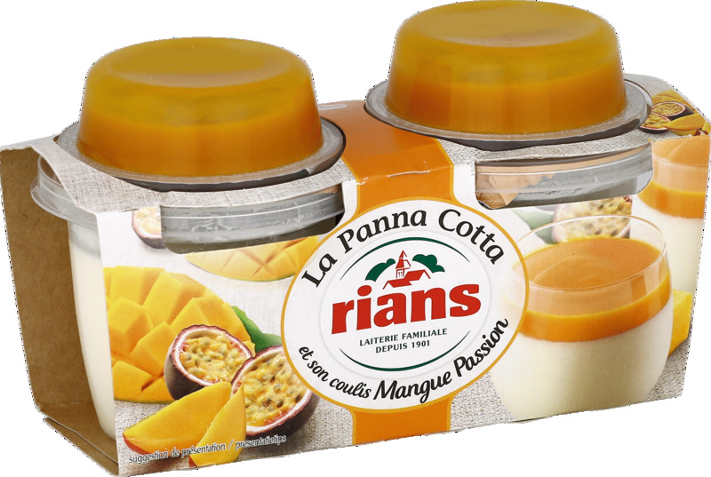 LA PANNA COTTA ET SON COULIS MANGUE/PASSION Rians