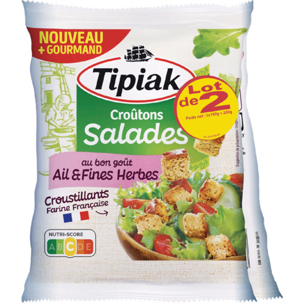 CROÛTONS SALADE AIL ET FINES HERBES 
TIPIAK