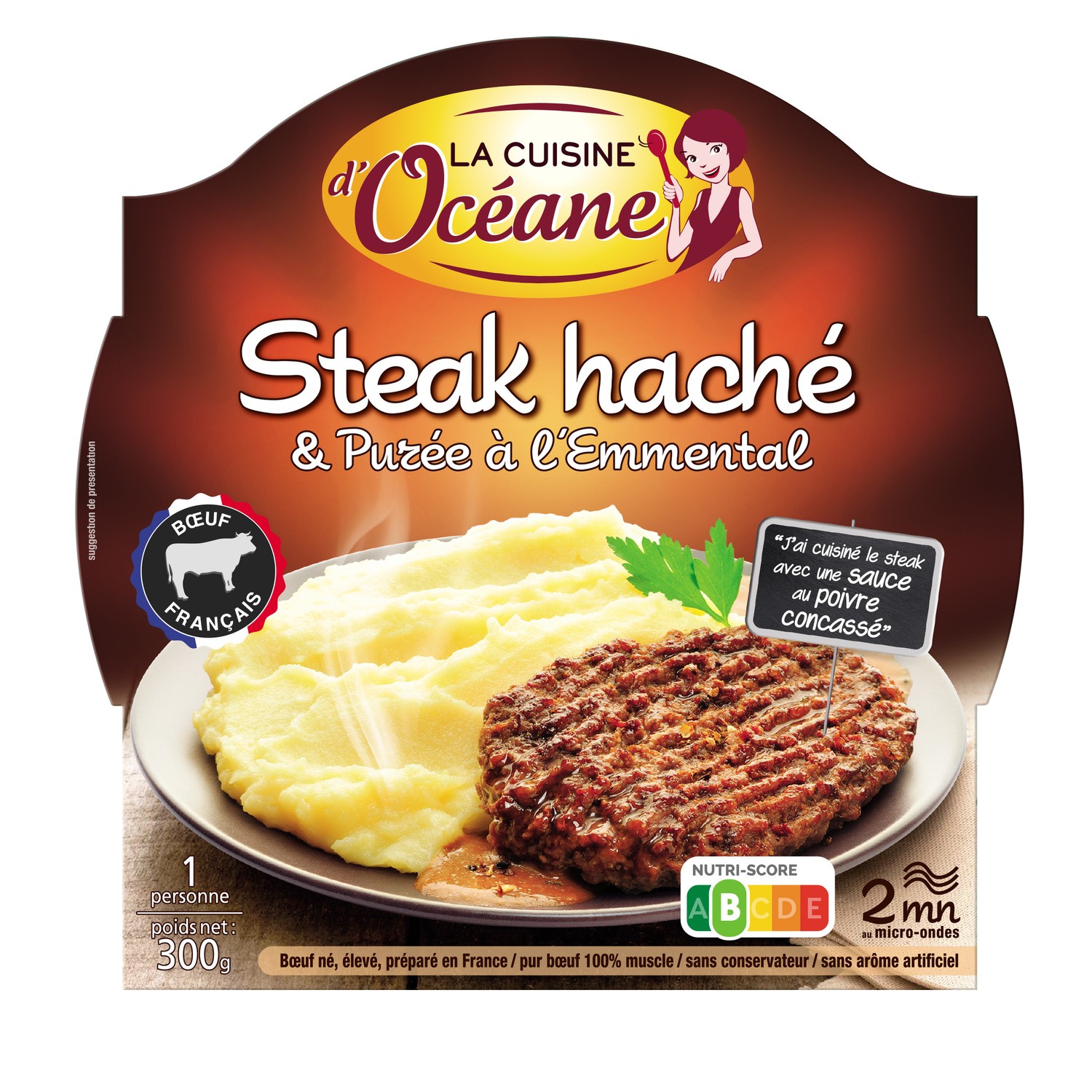 Plat cuisiné steak haché/purée emmental LA CUISINE D'OCEANE 3188720002454 CUISINE OCEANE Plat cuisiné steak haché/purée emmental LA CUISINE D'OCEANE 3188720002454 CUISINE OCEANE