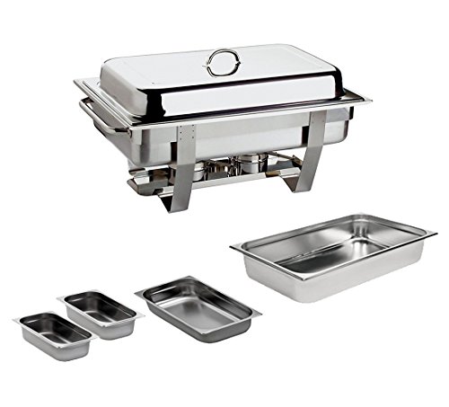 ASM Chafing Dish 9L. acier inoxydable inclus GN 1/1 GN 1/2 2x GN 1/4 réchauffeurs de nourriture Warmer code EAN 3204987532487 