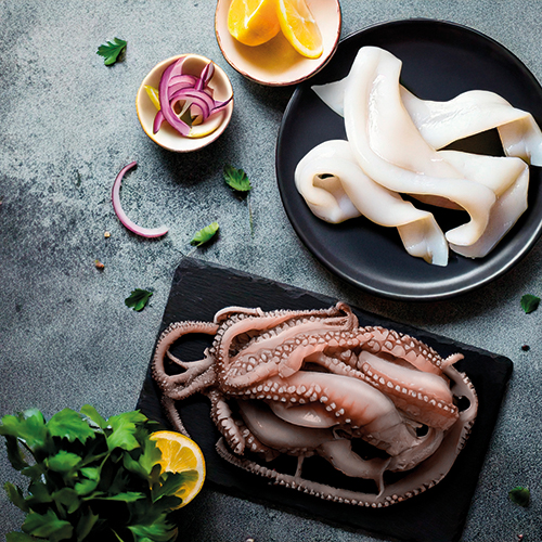  LAMELLE OU TENTACULE D’ENCORNET GÉANT DÉCONGELÉ SAUMURE code EAN 3209889 