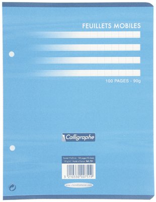 Clairefontaine CLAIREFONTAINE Feuillets mobiles s/film 17x22 100p séyès 90g code EAN 3210330007519 