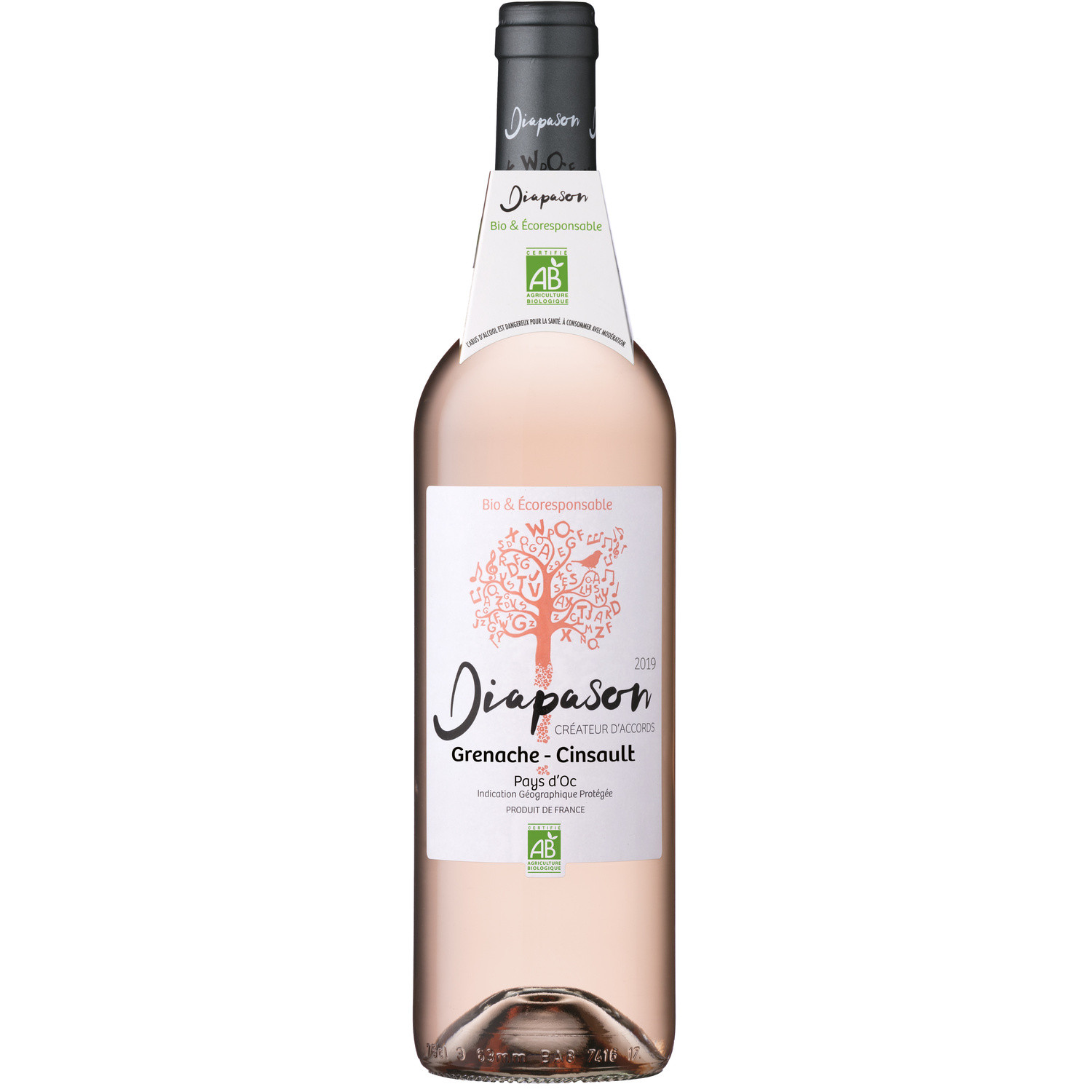 Vin rosé grenache cinsault bio DIAPASON