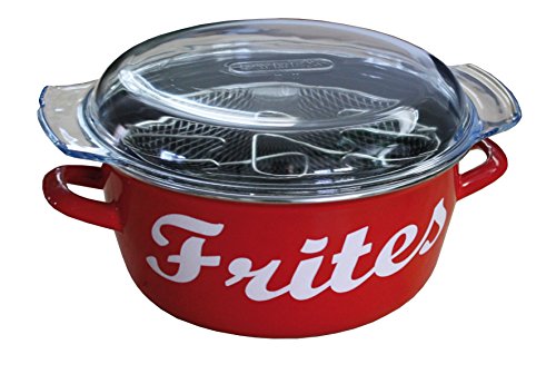 311138 friteuse décor émail  rouge 33 x 27 x 16 cm