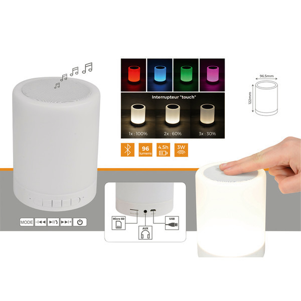  Lampe haut parleur bluetooth 3W couleur sans fil code EAN 3216654003015 