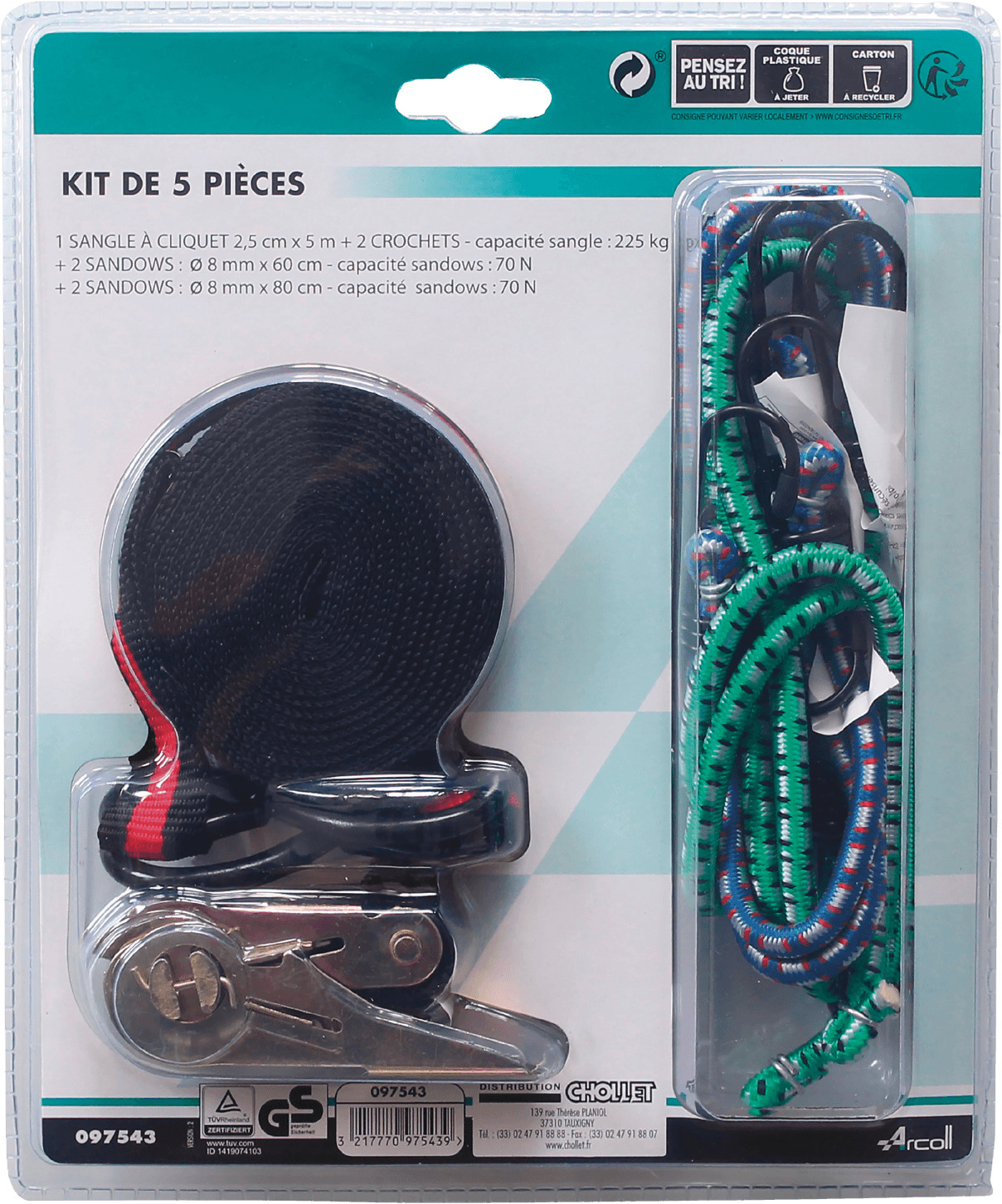  LOT DE 5 SANGLES ET TENDEURS code EAN 3217770975439 