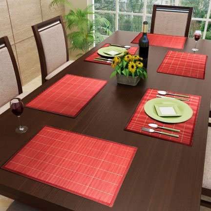 Set De Table Bali Bamboo (48x33cm) Rouge - Bambou