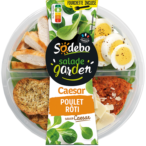 SODEBO SALADE GARDEN CAESAR POULET RÔTI SAUCE CAESAR code EAN 3218392 