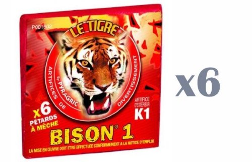 Le TIGRE Lot de 6 Paquets de 6 pétards Bison 1 - K1 code EAN 3219030015022 