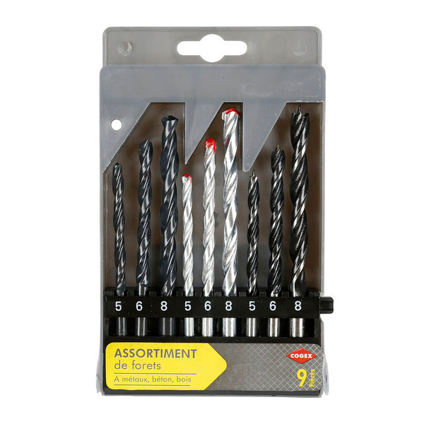  FORETS ASSORTIS 9PCS POUR BOIS, BETON, ET HSS  code EAN 3219510244072 