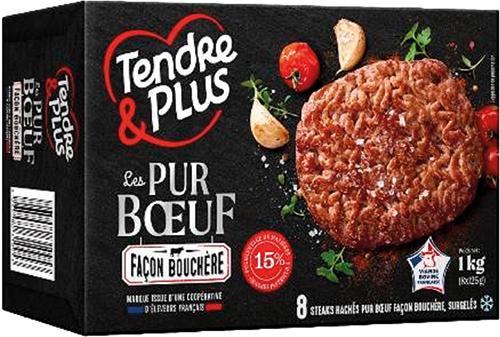 8 STEAKS HACHÉS LES PUR BŒUF FAÇON BOUCHÈRE 15%...